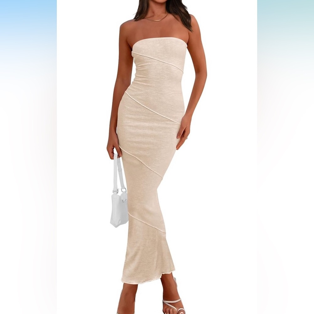 PrettyGarden Beige Ribbed Skirt